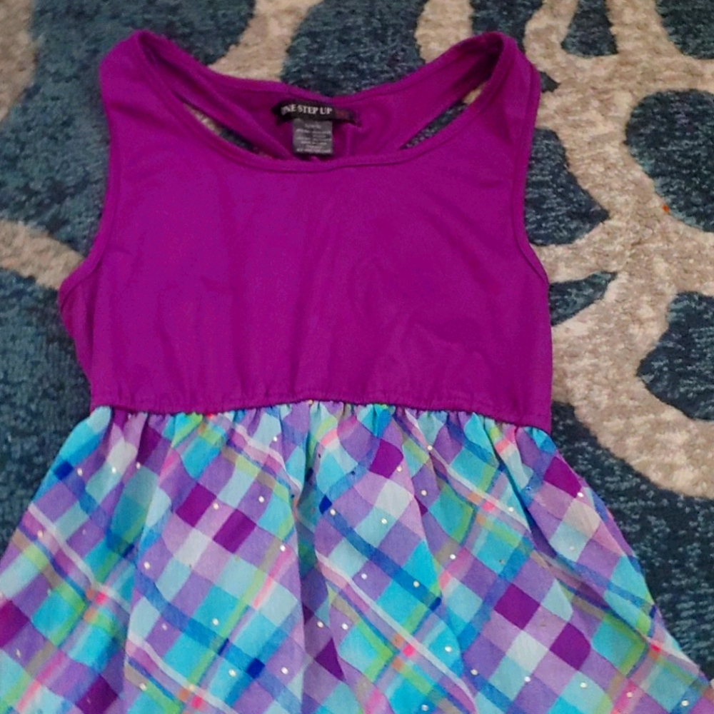Girls plaid high low dress